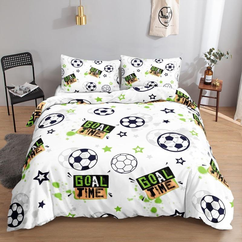 Cartoon Football Sheets, Quilt Sets, Bedding Sets, Three-Piece Digital Printing Student Dormitory Sets