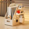 Reading Stand Multi-Grid Desktop Organizer with Elevated Base Rounded Corners to Prevent Book Tipping Macaron Colors for Kids Study Desk Accessory