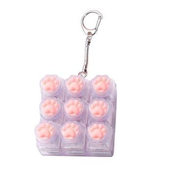Tastatur-Tastenhalter Beleuchtungsfunktion Katzenpfoten-Design Stressabbau 9 Tasten Schlüsselanhänger enthalten Tastaturförmiges Fidget-Spielzeug Erwachsene (Rosa)