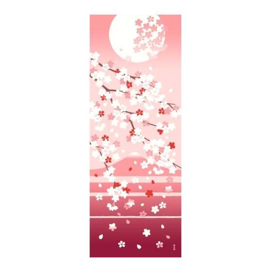Hamamonyo Tenugui Towel - Cherry Blossom Scenery, 100% Cotton, 34cm x 90cm