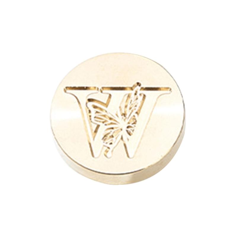 Butterfly Letter Pattern Wax Seal Stamp Head Metal Wax Stamp Head for Valentines Card Birthday Card Invitations Envelope