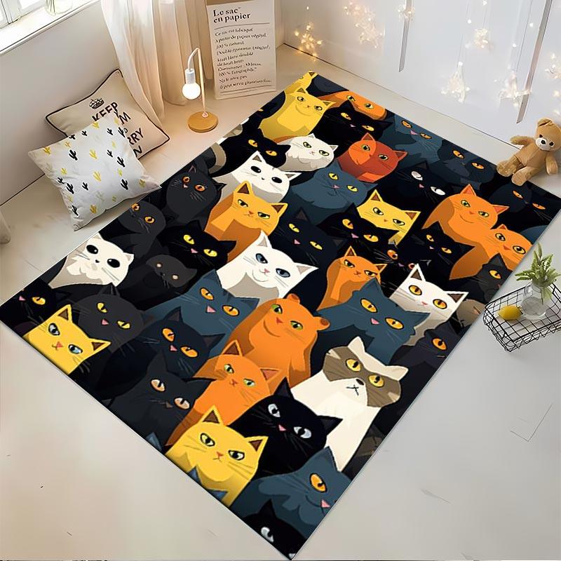 Colorful Cartoon Cat Pattern Creative Rug for Living Room Decor Suitable for use as an anti-slip for living room bedroom sofas