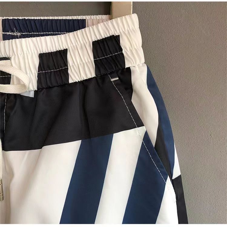 Hikigawa Summer Chic Women Pants Korean Casual Contrast Color Pantalon Femme Patchwork Roupas Femininas