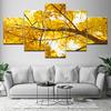 Yellow Ginkgo biloba 5 Piece HD Wallpapers Art Canvas Print modern Poster Modular art painting for Living Room Home Decor