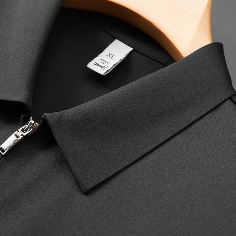 Dibinze Men's Plus Size Business Casual Long-Sleeve Zipper Shirt