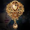 Womens Designer Crown Pin With Glass Pendant And Electrophoretic Finish