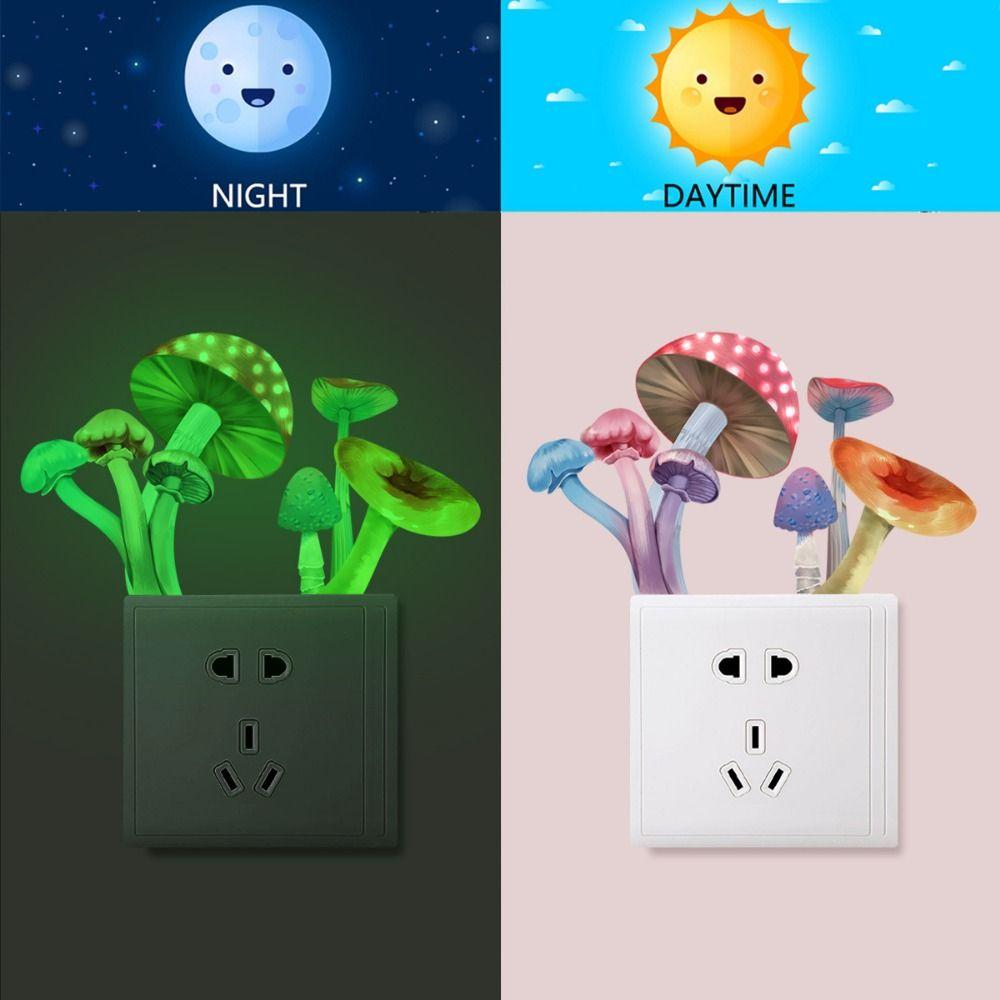 Self-adhesive Luminous Mushroom Wall Stickers Glow in the Dark DIY Fluorescent Switch Declas