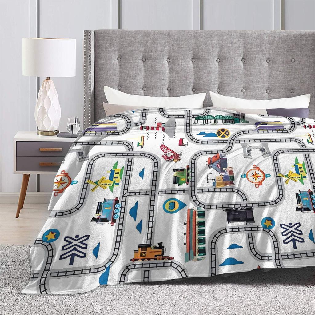 Riley Blake C12512 Coperta in Flanella T-Thomas The Train Friends Binari del Treno Biancheria da Letto Super Calda Coperte per Copriletto Divano Letto