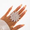 Ingemark Exaggerated Large Sunflower Round Metal Stud Earring Women 2025 Trend Punk Open Adjustable Finger Ring Jewelry Anillos