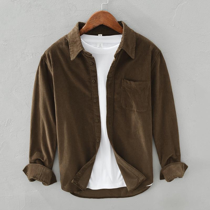 Cotton Korean Loose Corduroy Long-sleeved Shirt Men's Trendy All-match Men's Jacket