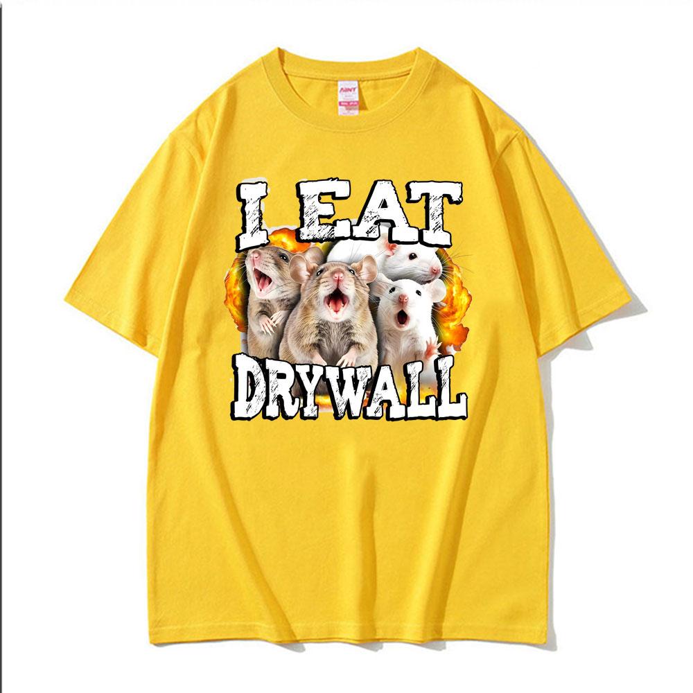 Funny Meme I Eat Drywall Cursed Mouse Graphic T-shirt Men Women High Quality Comfort T Shirt Fashion Classic Streetwear T Shirts