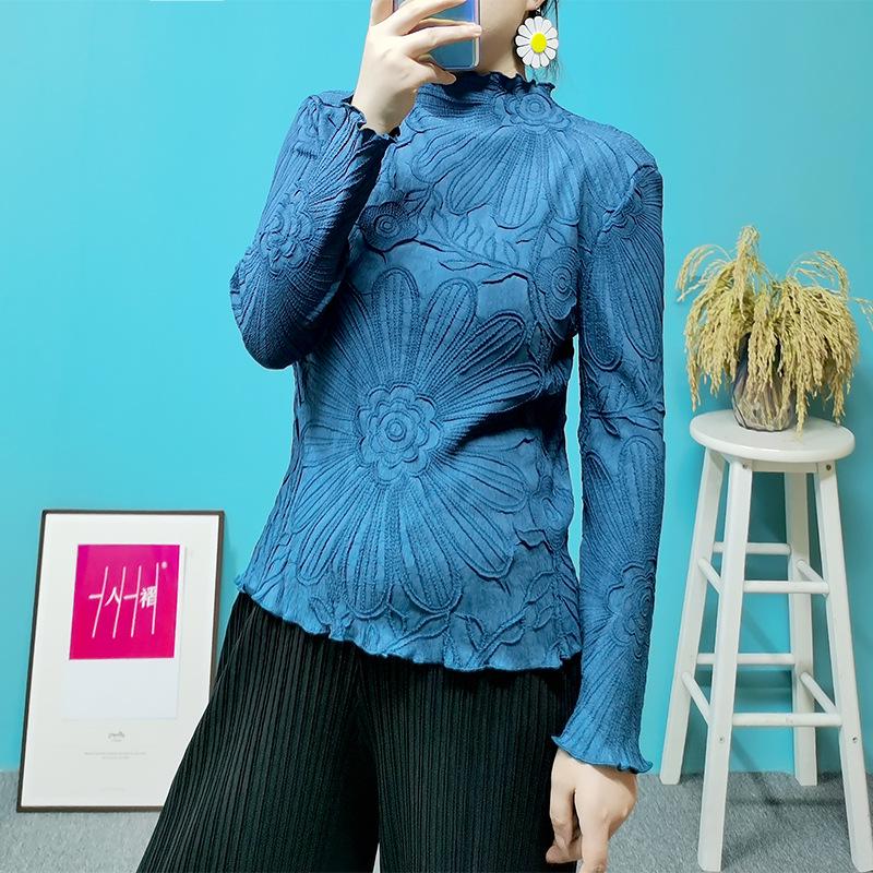 

Светский топ с длинными рукавами и вышивкой Lingying Pleated S035 - весна 2025 г. One Size