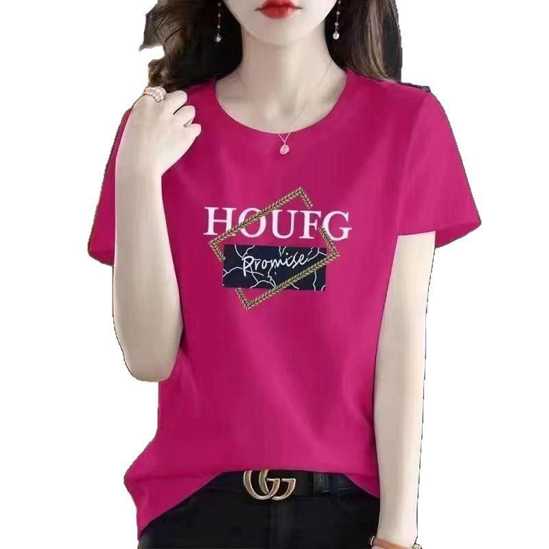

Women s Trendy Retro Letter Print Short Sleeve T-shirt - Versatile, Fashion-Forward Style 2XL for 145-165 pounds