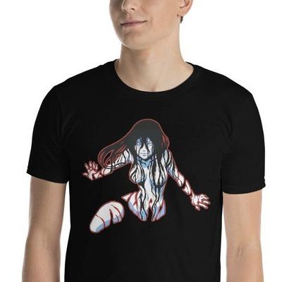Tomie Horror Mädchen Anime Manga Stil Gruseliges Gespenst Kurzarm Unisex T-Shirt