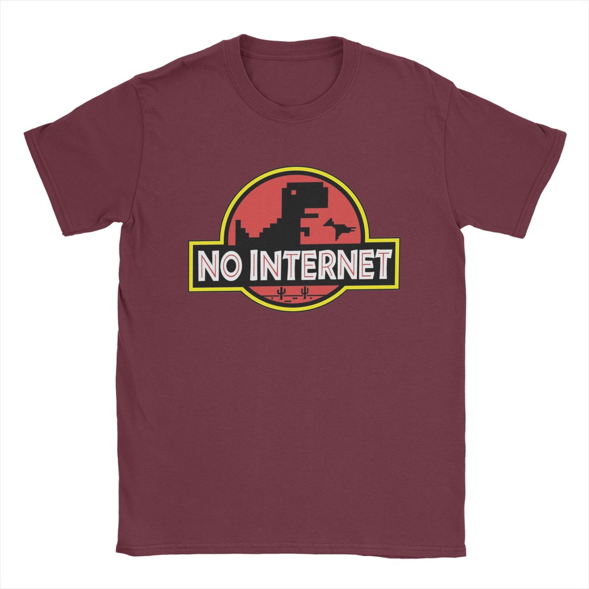 

No Internet Park T-Shirt for Men Hipster Pure Cotton Tees O Neck Short Sleeve T Shirts Gift Idea Clothes XXXXXL бордовый