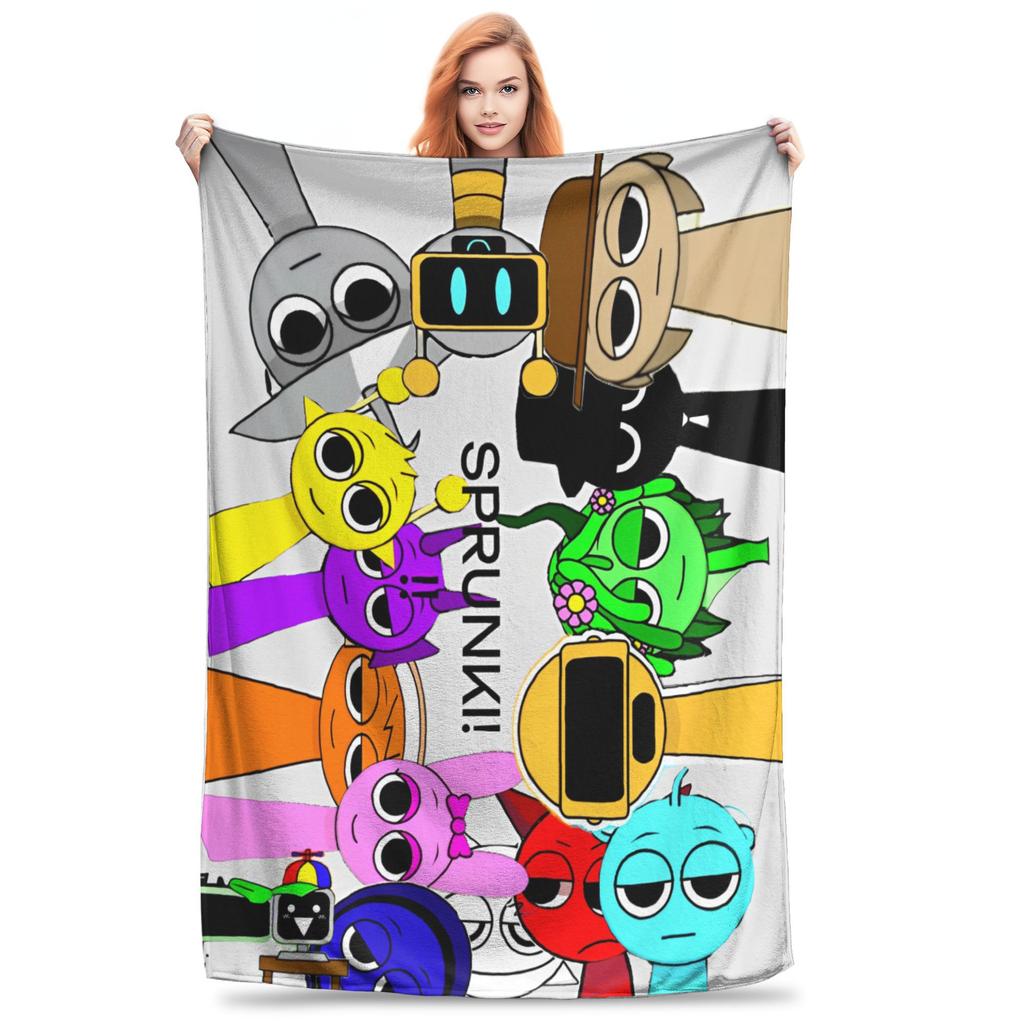 Incredibox Sprunki Game Blanket Fleece Spring/Autumn  Portable Warm Throw Blanket for Home Outdoor Plush Thin Quilt