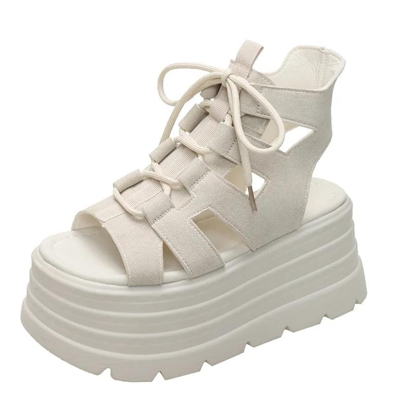 Mädchen 8cm Plateau Sandalen Klobiger Absatz Leopard Designer Schuhe Damen Keilpumps Tacones Sandalias Sommer Coole Stiefel