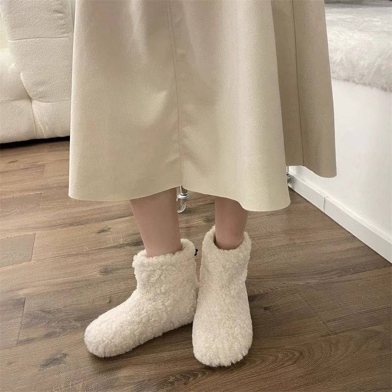 Flat Lamb Booties Round Toe Woman Shoes Sale Padded Y2k Trend 2025 Snow Boots for Women Autumn Winter Luxury Hot on Offer Boot
