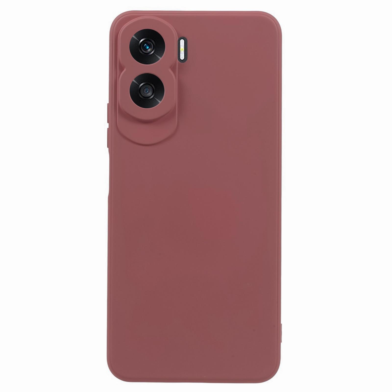 

For Honor X50i 5G/90 Lite 5G TPU Phone Case Fiber Lining Shockproof Rubberized Cover Hawthorn Red