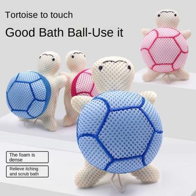 Soft Bath Sponge Ball Reusable Body Cleaning Mesh Cute Turtle Bath Ball Bathroom Accessories