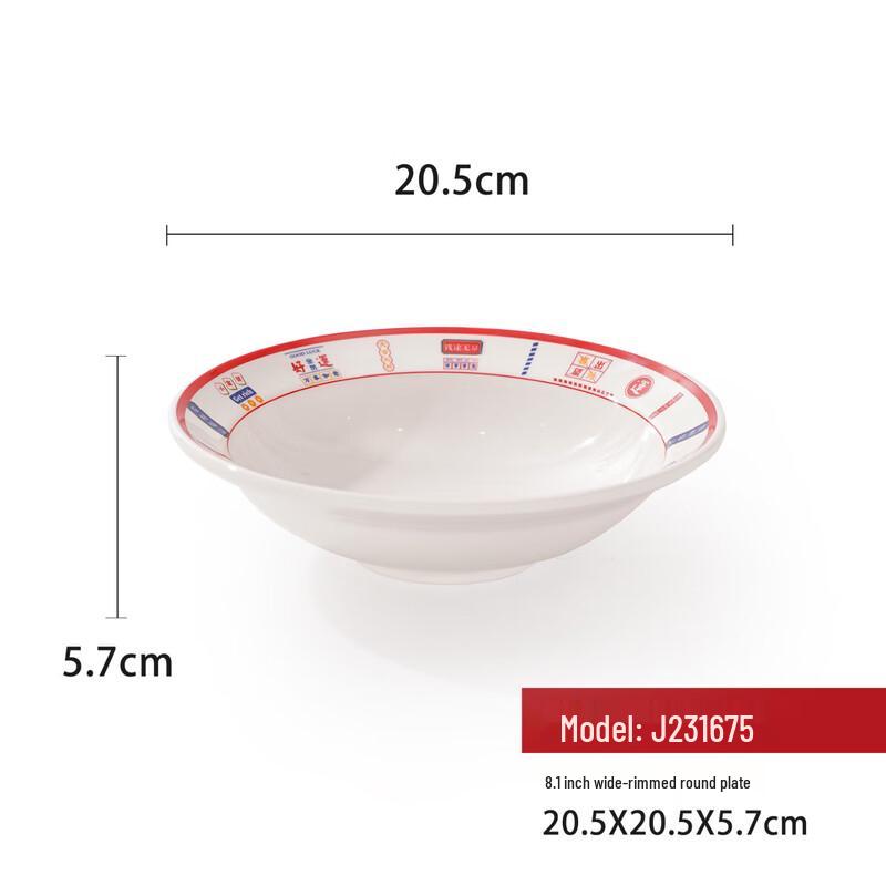 DingLe Chinese Style Melamine Wide-Rim Dinner Plates (10-Pack)