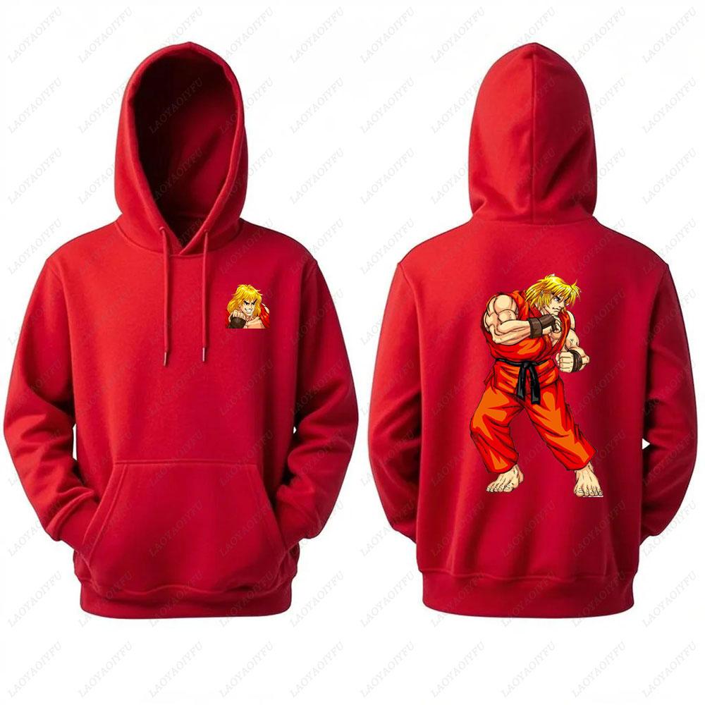 Street Fighter Men's Hoodie Anime Game Print Casual Long-sleeved Sweatshirt Double-sided Streetwear for Autumn ropa de hombre