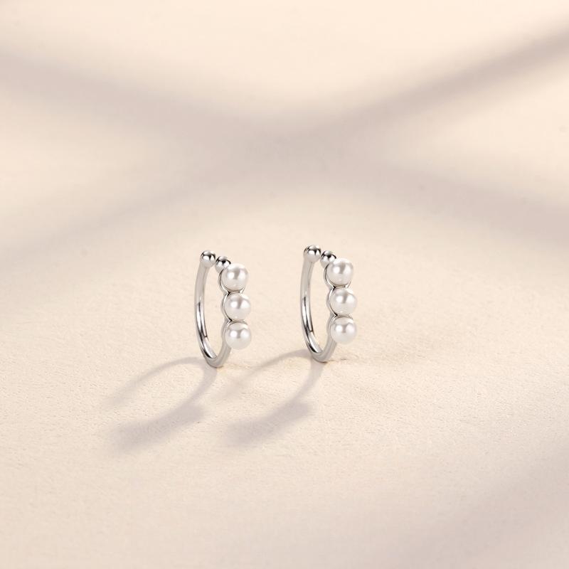 Premium Zircon Pearl Earrings Without Earrings, Women's Simple and Cold Wind Earbone Clips, Korean Personalized Earrings.