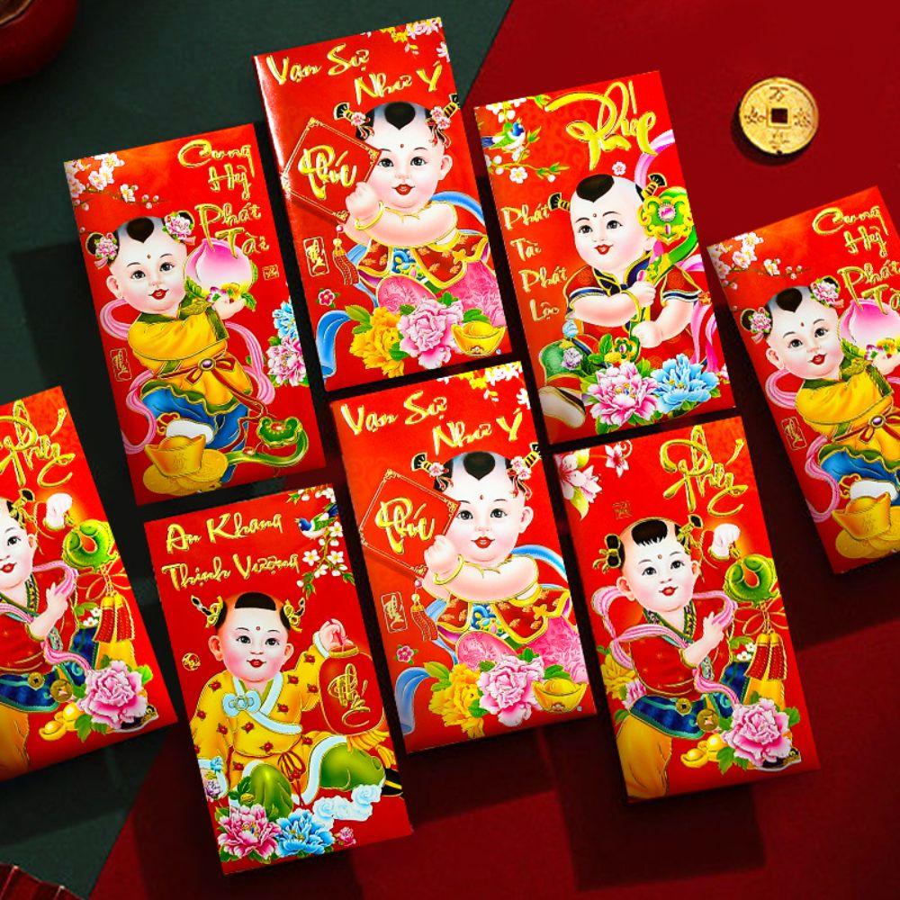 6pcs Colorful Goat Pattern Spring Festival Lucky Money Bag Blessings Printing Hongbao Gift