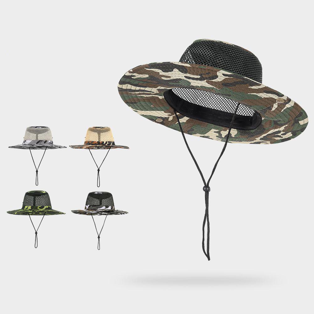 Zealous Sole Men's Outdoor Camouflage Mesh Bucket Hat Unisex Quick Drying Bob Caps Hip Hop Gorros Wo Panama Cap Beach Fishing Boonie Sunhat