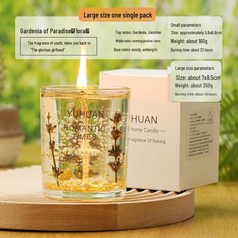 Real Flower Gold Foil Scented Soy Wax Candle - Aromatherapy Essential Oil in Glass with Floral Art Fragrance.