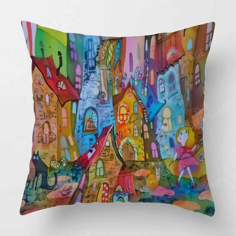 Home Living Room Decoration Cushion Covers Vintage Oil Painting Style Throw Pillow Cover45*45 Pillowcase 40x40cm 50x50 45x45