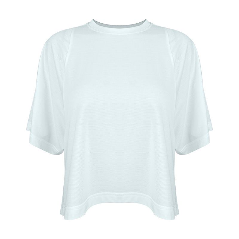 

2025 Amoi Yoga Clothes Women s Lyocell Lightweight Sports T-shirt Tops Women s Moisture Absorption Quick-Drying Loose Fitness Short Sleeve Elf Blue S/M