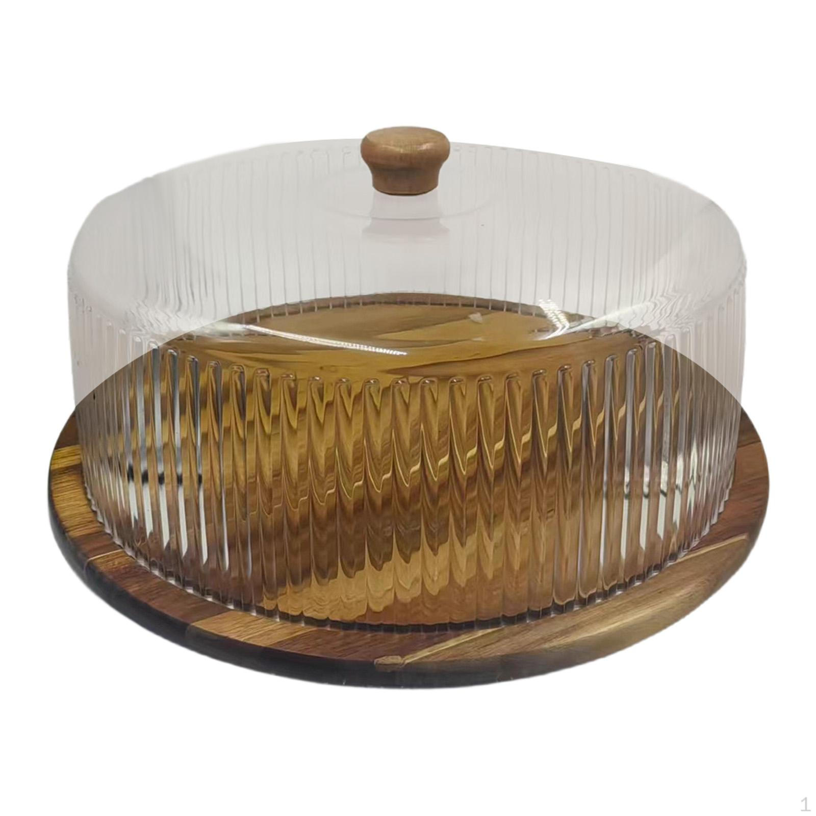 

Wood Cake Stand with Lid Dessert Table Display Board Cover Round Cupcake Holder for Shop Cookie 34cmx34cmx16cm