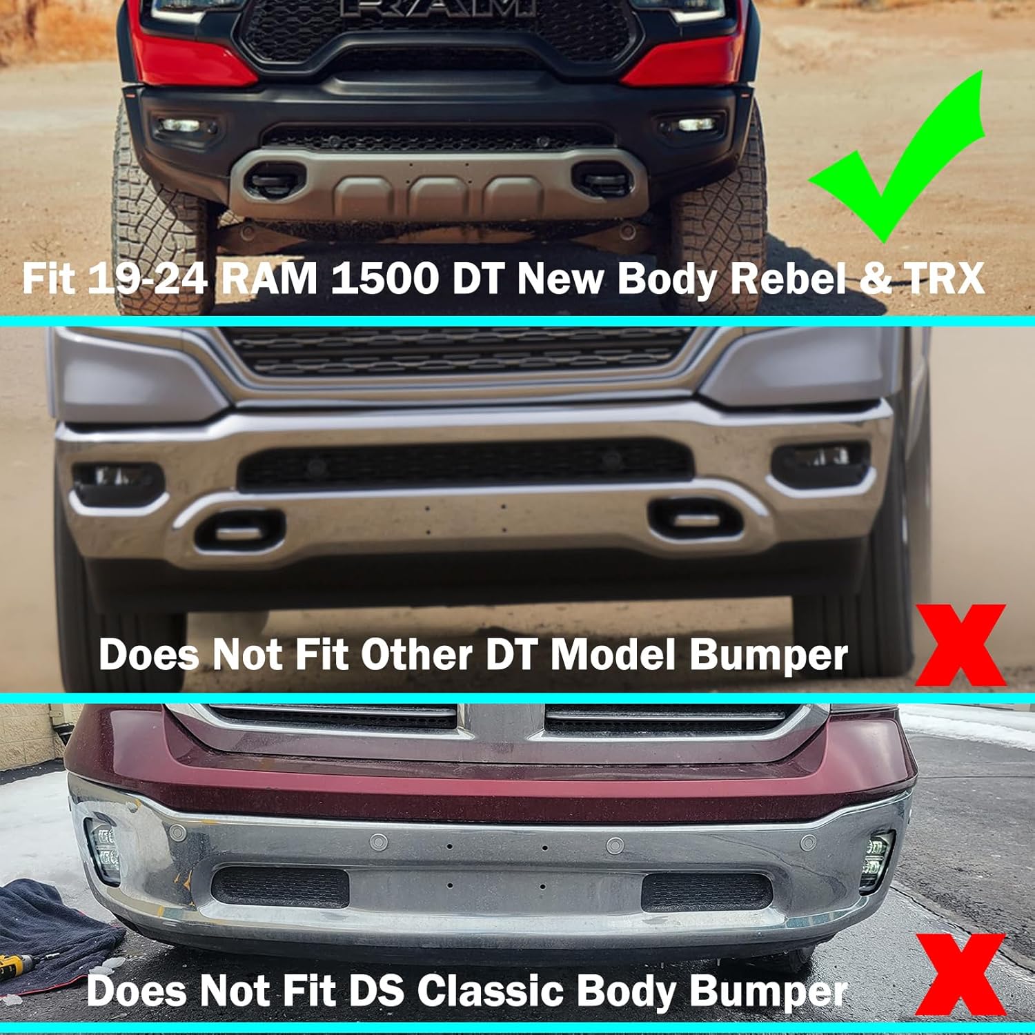 Front License Plate Frame for Dodge Ram 1500 DT Rebel & TRX ONLY 2019-2024 Front Bumper License Tag Plate Holder Mounting Bracket Replace #