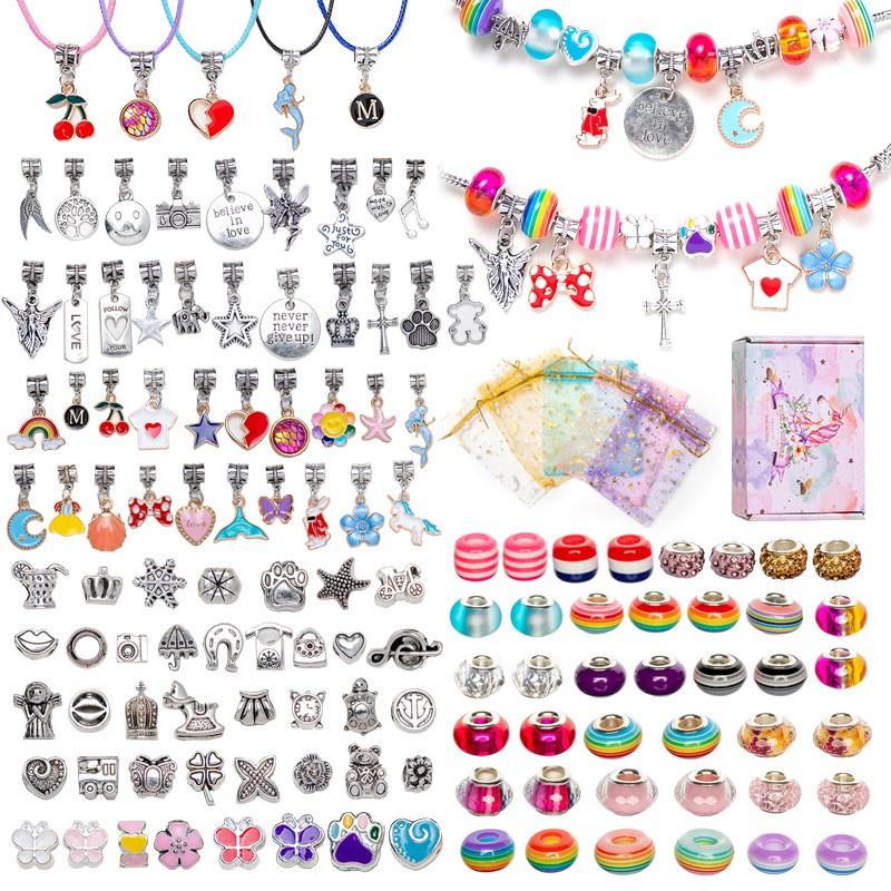 DIY Kids Crystal Bead Bracelet Kit With Small Box 1.5cm Height 66-162pcs Sweet Fruit Flower Design