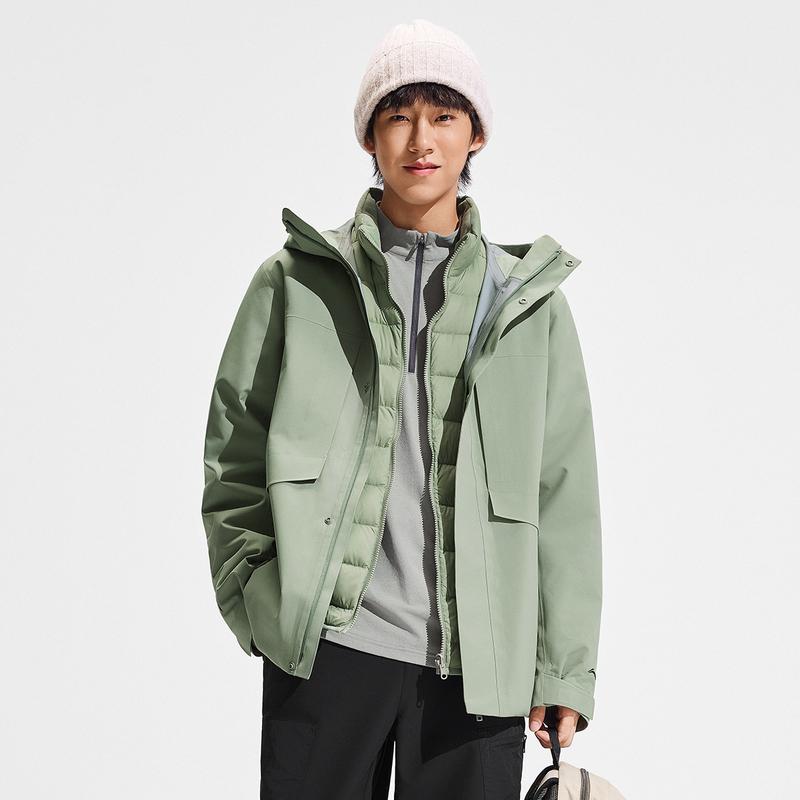 Li Ning Outdoor CF Outdoor Series Comfortable Fashion 3 In 1 Waterproof Windproof Breathable Durable Warm Jacket Unisex Jacket AEMV059-2