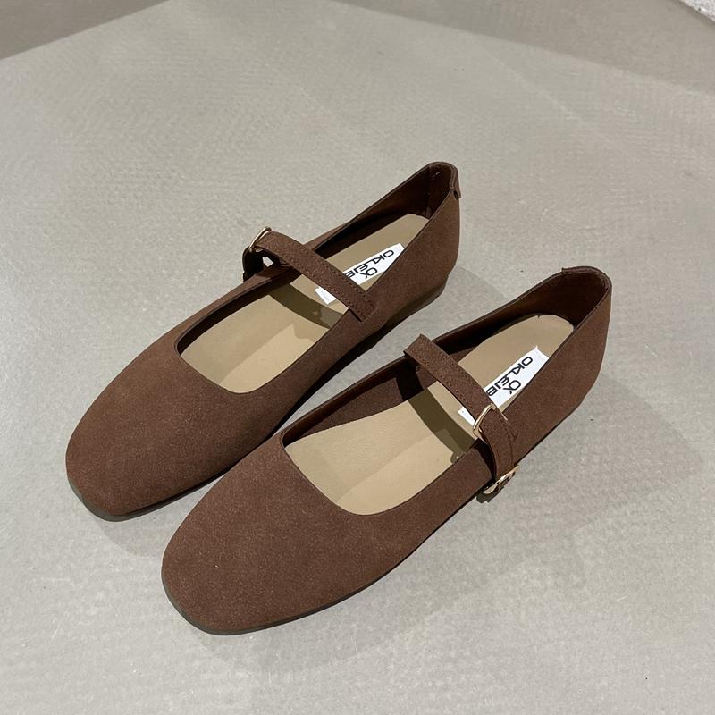 SUOJIALUN 2023 Spring New Brand Women Flat Shoes Round Toe Shallow Slip On Ladies Casual Ballet Shoes Soft Leather Eelgant Balle