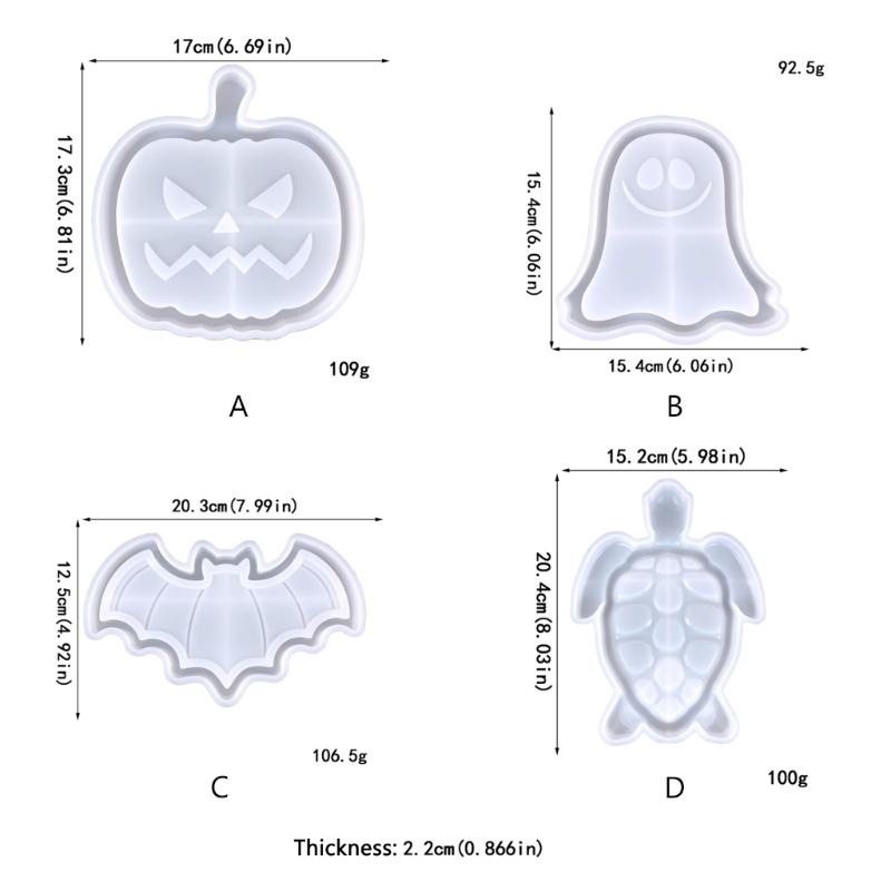 Fruit Wine Cup Tray Mold Halloween Pumpkin Bat Silicone Epoxy Resin Coaster Mold Used To Make Agate Pieces Coasters