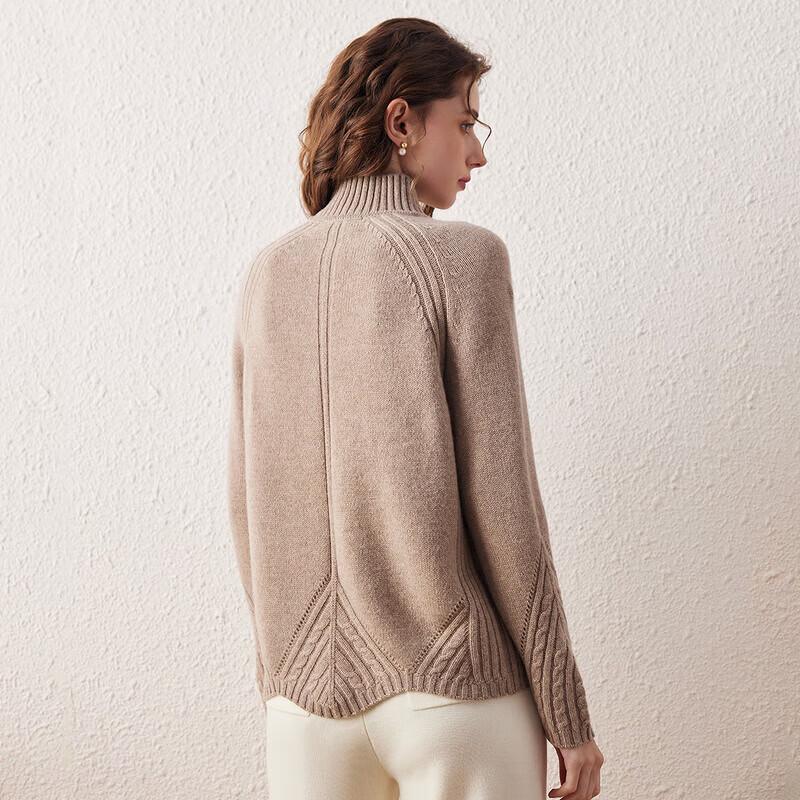 KEMENG BOKA Women's Cable Knit Mock Neck Wool Sweater