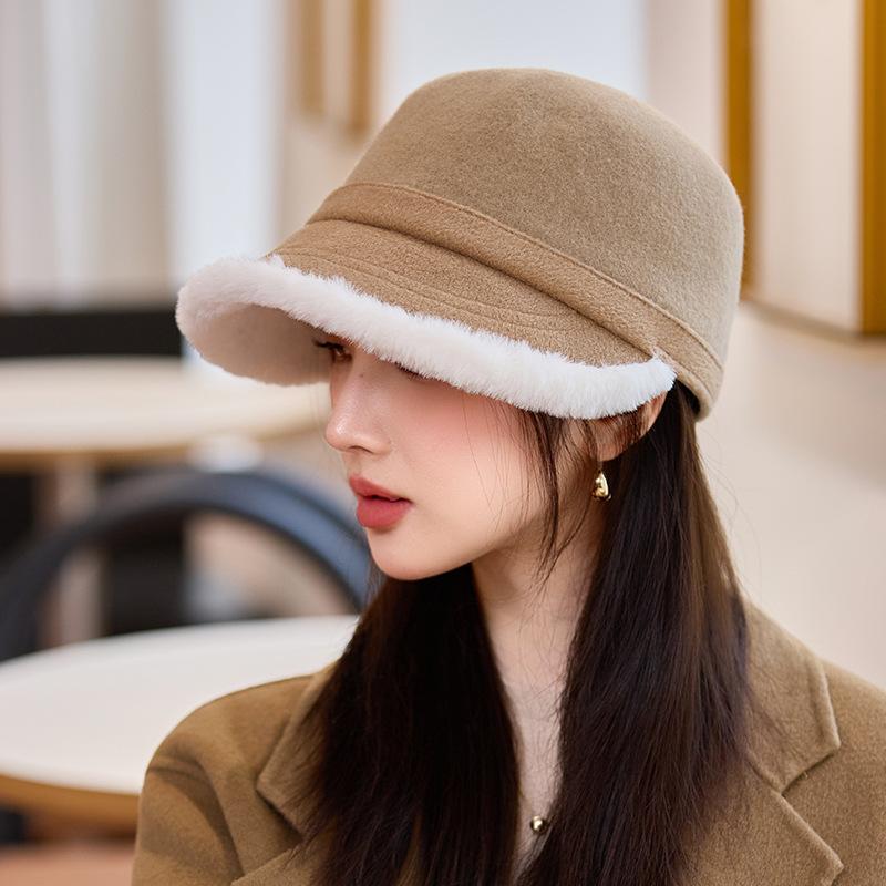 Imitation Wool Plus Velvet Thickened Warm Hat Fashionable and Versatile Fisherman's Hat Temperament Basin Hat