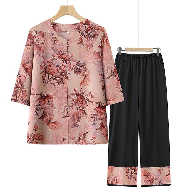 Ältere Mode Sommerkleidung Damen Sommer Bequemer Atmungsaktiver Anzug Strickjacke