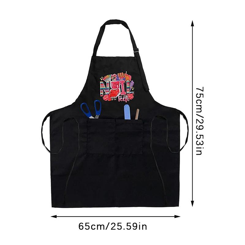 1pc Nails Polish Printing Beauty Kitchen Women Apron Household Cleaning Pinafore Salon Home Cooking Baking Manicure Work Clothes