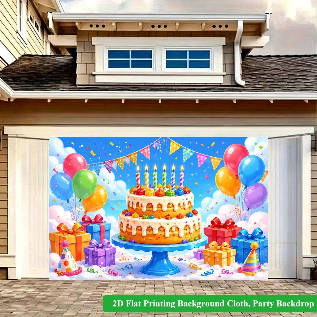 2D Flat Backdrop1pc Balloons Cake Gift Party Backdrop Banner Polyester Wall Decor For Living Room Bedroom Office Outdoor Decor Party