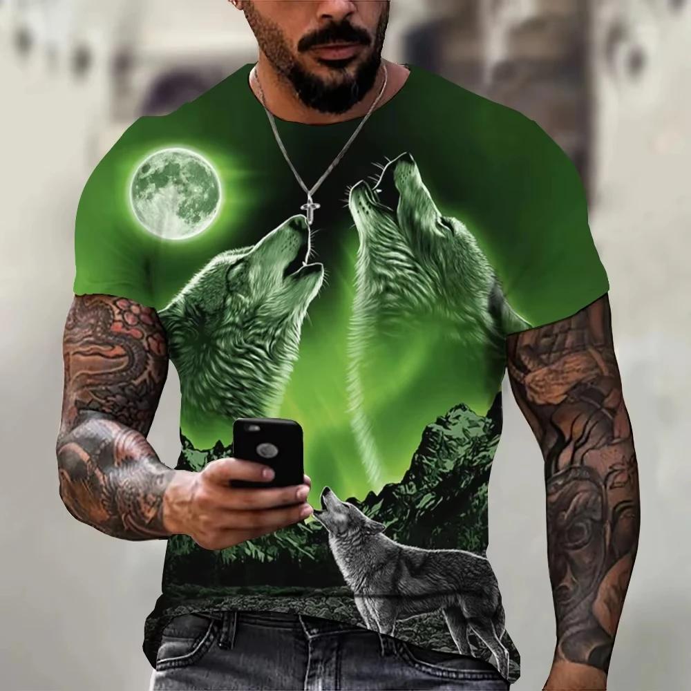 Vintage Wolf 3D Print Men T-Shirts Animal Casual Street Man's Sports Top Short Sleeve Oversized Tee Shirt Men's Clothing Summer