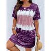 Plus Size Women Casual Dress Summer Comfortable Short Sleeve Simple Female Gradient Holiday Street Dress