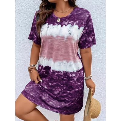 Robe d'été décontractée grande taille pour femme, confortable, manches courtes, simple, dégradé, robe de vacances pour la rue
