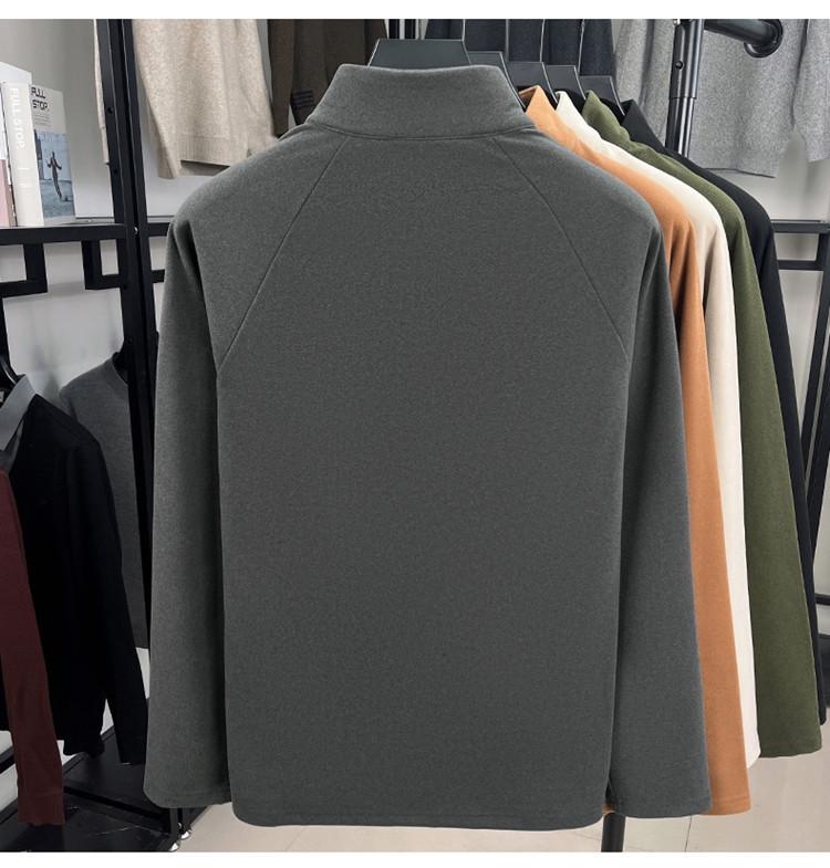 Men's Heavyweight Fleece-Lined Hoodie with Stand Collar, Half-Zip, and Thick Fabric; Solid Color Autumn/Winter Style.
