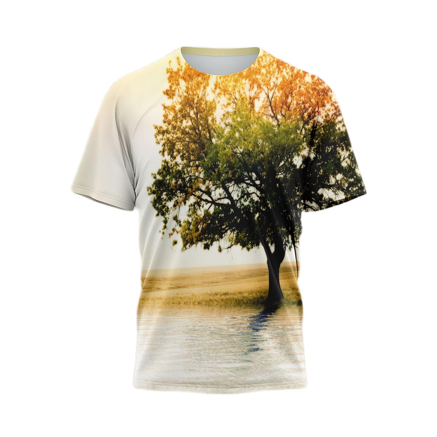 

Мужская футболка с красивым природным пейзажем и принтом 3D, свободная дышащая удобная летняя одежда большого размера с круглым вырезом для мужчин 5XL