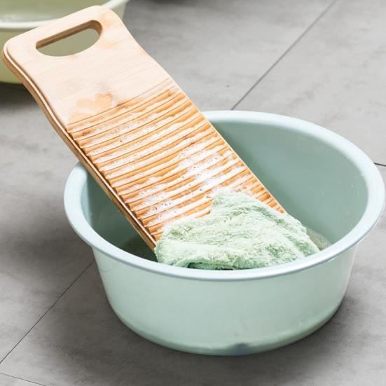 Washing Board Traditional Design Antiskid Saves Effort Durable Suspension Type Washing Laundry Hole Handle Rectangle Wood Laundry Board for Home