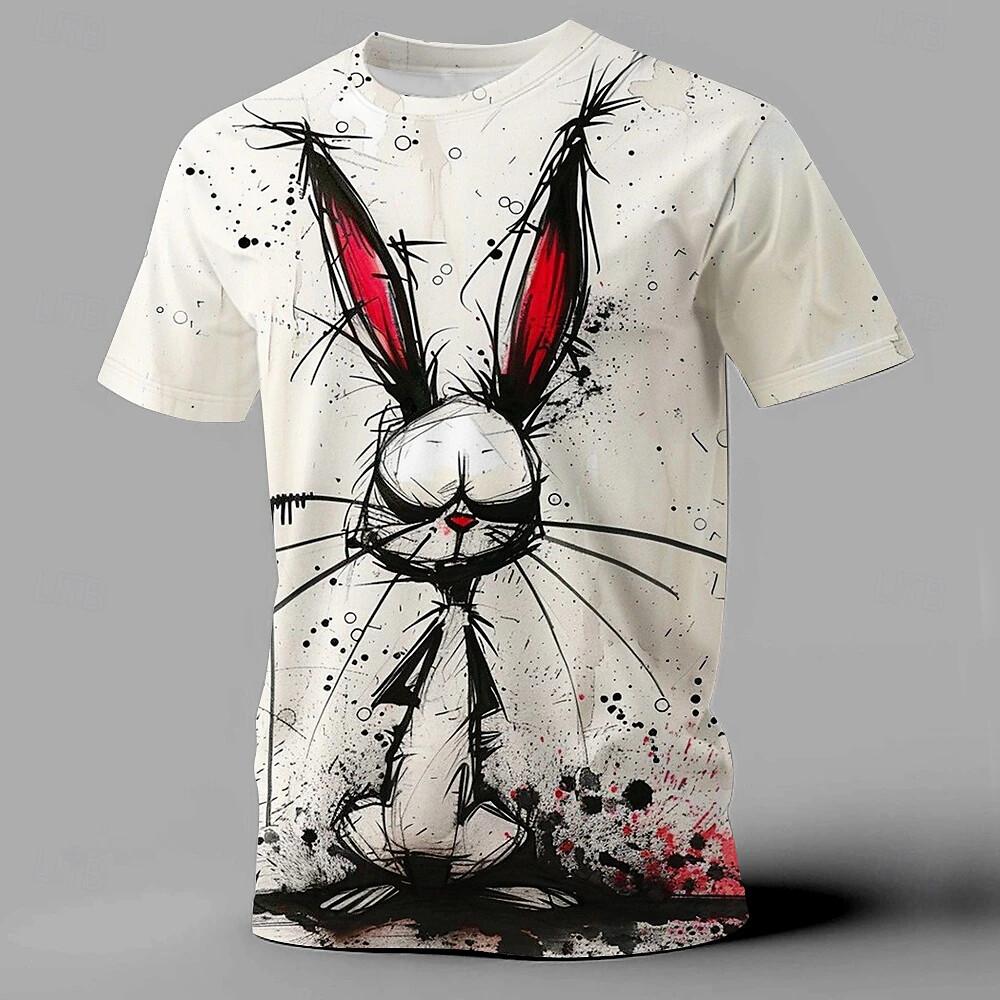 Men's T-Shirt Cartoon Chicken Print Summer Short Sleeve Tops O-Neck Pullover Outdoor Casual Clothing